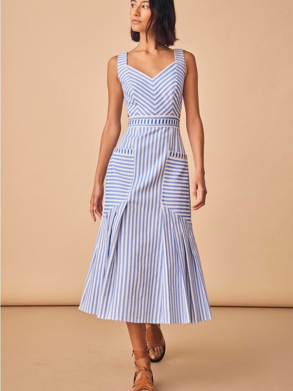 NWT Hunter Bell Presley Dress in Coastal Stripe💙🤍 size 6